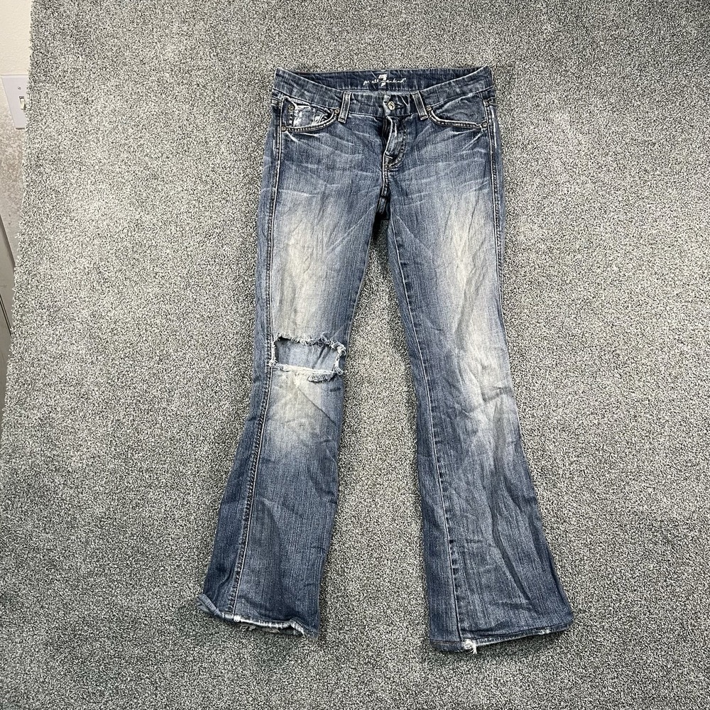 7 For All Mankind Womens 26 Jeans Distressed Bootcut Flare Blue Y2K USA U130H080